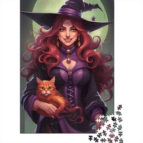 Halloween-Hexe, 1000-teiliges Puzzle für Erwachsene, Puzzle, Familienspielzeug, Geschenke für Mädchen und Jungen, umweltfreundliches Holzpuzzle, 1000 Teile (75 x 50 cm) von BaoFFF