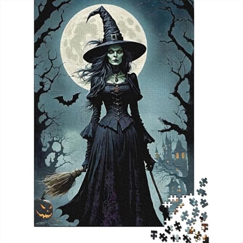 Halloween-Hexe, 500-teiliges Puzzle | Puzzle | Nachhaltiges Puzzle für Erwachsene | Hochwertiges Puzzle aus 100% Holz | Lustige Spiele, 500 Teile (52 x 38 cm) von BaoFFF