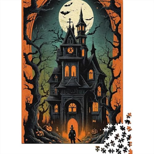 Halloween-Schloss-Puzzle, Holzpuzzle 1000 Teile, geistiges Spielzeug, anspruchsvolles Freizeitpuzzle für Erwachsene und Jugendliche, 1000 Teile (75 x 50 cm) von BaoFFF