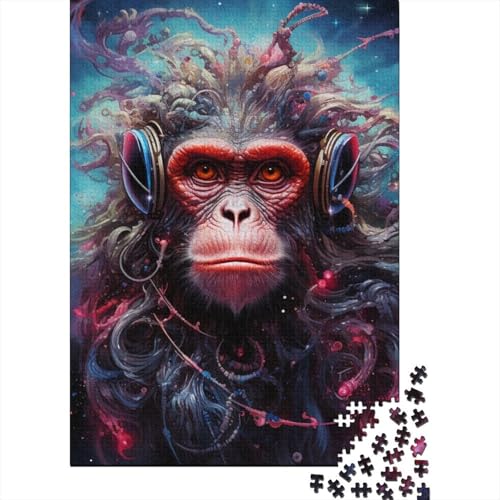 Headset-Gorilla 500-teiliges Puzzle | Puzzle | Nachhaltiges Puzzle für Erwachsene | Hochwertiges Puzzle aus 100% Holz | Lustige Spiele 500 Teile (52 x 38 cm) von BaoFFF