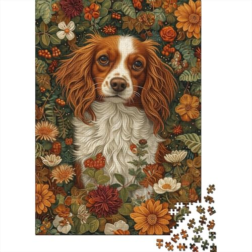 Hunde in Blumen 1000-teiliges Puzzle für Teenager, Geschenke, Holzpuzzle, Puzzle für Erwachsene, Lernspiele für zu Hause, DIY-Spielzeug, 1000 Teile (75 x 50 cm) von BaoFFF