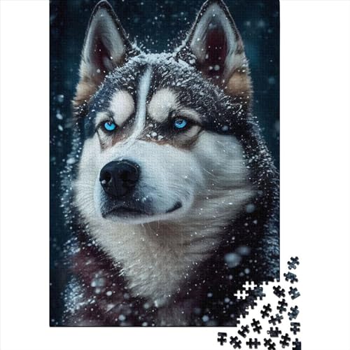 Husky-Porträt-Puzzles für Erwachsene, 1000-teiliges Puzzle für Erwachsene und Teenager, Puzzles für Erwachsene, Lernspiel, Herausforderungsspielzeug, Geburtstagsgeschenk, 1000 Teile (75 x 50 cm) von BaoFFF