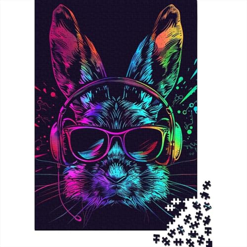 Kaninchen mit Sonnenbrille, Puzzle für Erwachsene, 1000-teiliges Puzzle für Teenager ab 12 Jahren, 1000 Teile (75 x 50 cm) von BaoFFF