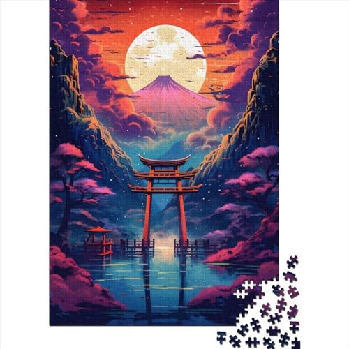 Landschafts-Torii-Tor-Sonnenuntergang-Puzzle, 500 Teile, für Erwachsene, Puzzles für Erwachsene und Teenager, für Erwachsene und Teenager ab 12 Jahren, Thanksgiving-Geschenke, 500 Teile (52 x 38 cm) von BaoFFF