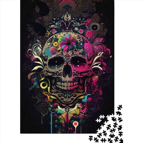 Mexikanischer Totenkopf 2, Puzzle für Erwachsene, 1000 Teile, Puzzle für Erwachsene und Teenager, Familienspiel für Erwachsene und Teenager, Geburtstagsgeschenk, 1000 Teile (75 x 50 cm) von BaoFFF