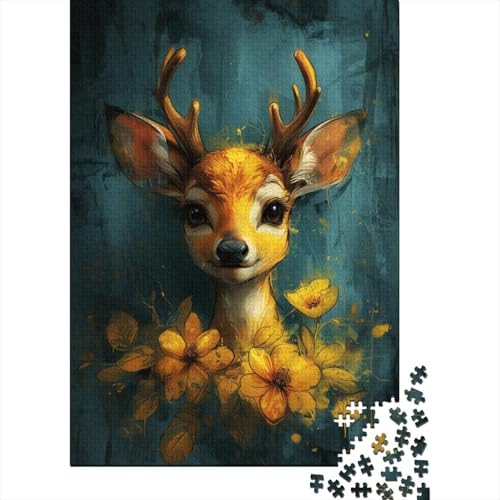 Niedlicher Kleiner gelber Hirsch, 1000-teiliges Holzpuzzle für Erwachsene, Puzzle, Lernspiel, Herausforderungsspielzeug, 1000 Teile (75 x 50 cm) von BaoFFF