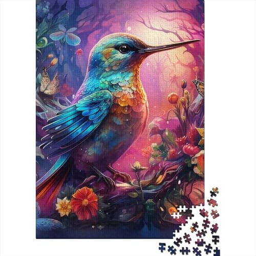 Psychedelisches Kolibri-Puzzle für Erwachsene, 1000-teiliges Puzzle für Erwachsene, Puzzle für Jugendliche und Erwachsene, 1000-teiliges Holzpuzzle, 1000 Teile (75 x 50 cm) von BaoFFF