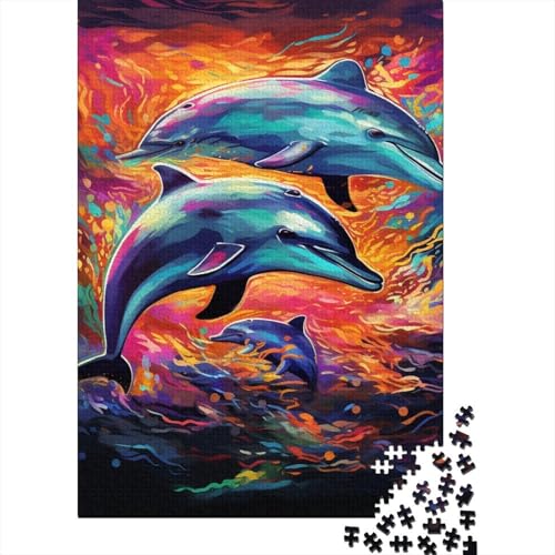 Puzzle 1000 Teile, Psychedelischer Delfin, Puzzle für Jungen und Mädchen, Schwierigkeitsgrad: Puzzle, Lernspielzeug, Spiele für die Familie, 1000 Teile (75 x 50 cm) von BaoFFF