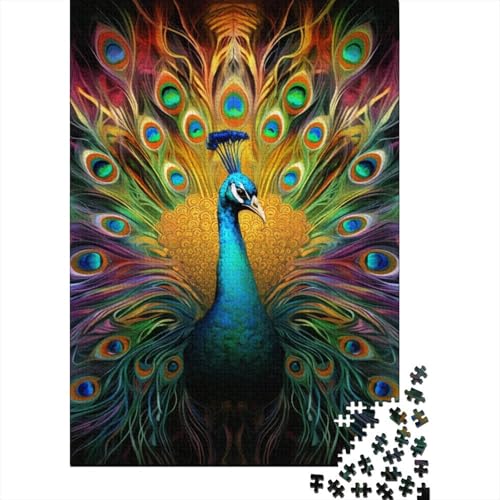 Puzzle 1000 Teile, Psychedelischer Pfau, Puzzle für Erwachsene, Schwierigkeitsgrad: Puzzle, Lernspielzeug, Spiele, Familiendekoration, 1000 Teile (75 x 50 cm) von BaoFFF