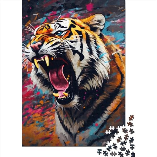 Puzzle 1000 Teile, Psychedelischer Tiertiger, Puzzle, Puzzle für Erwachsene, Schwierigkeitsgrad: Puzzle, Lernspiel, Spielzeug, Familiendekoration, 1000 Teile (75 x 50 cm) von BaoFFF