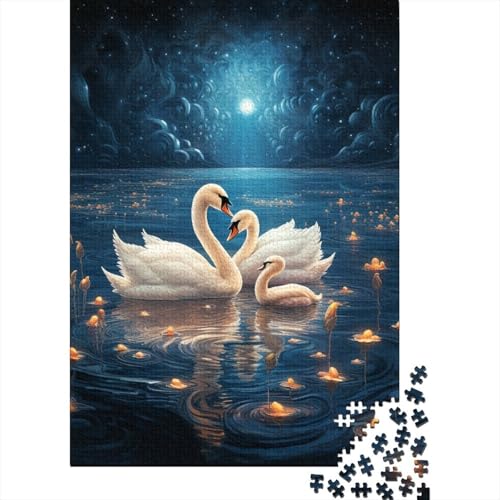 Puzzle 1000 Teile Fantasie Weißer Schwan Puzzle für Erwachsene Puzzles Schwierigkeitsrätsel Puzzle Lernspiele Spielzeug Familiendekoration 1000 Stück (75x50cm) von BaoFFF