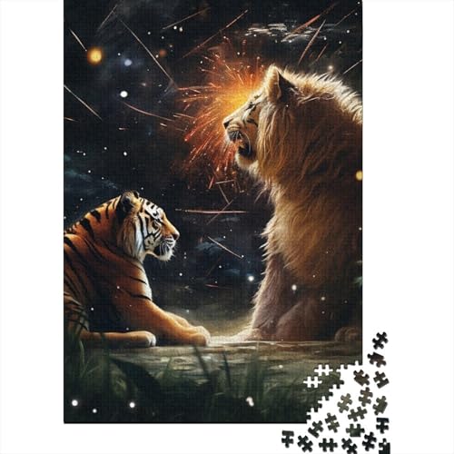 Puzzle 1000 Teile Tiger Löwen Puzzle Jungen und Mädchen Puzzle Lernspiel Spielzeug Familiendekoration 1000 Teile (75x50cm) von BaoFFF