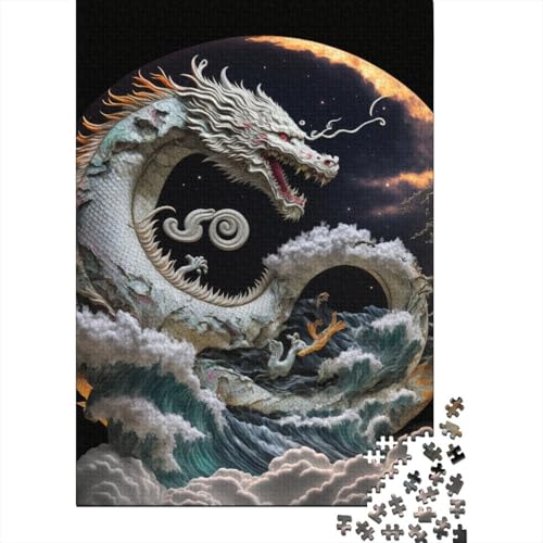 Puzzle 1000 Teile für Erwachsene, Brave Dragon, quadratische Puzzles für Erwachsene, Holzpuzzle, Spielzeug, Wanddekoration, 1000 Stück (75 x 50 cm) von BaoFFF