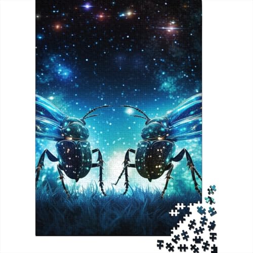 Puzzle 1000 Teile für Erwachsene, Galaxie-Insekten-Puzzle, hochwertiges Holzpuzzle, Freizeitspielzeug, Lernspiel, Heimdekoration, Kunst, 1000 Stück (75 x 50 cm) von BaoFFF