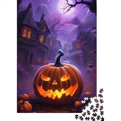 Puzzle 1000 Teile für Erwachsene, Halloween-Kürbis-Puzzle, hochwertiges Holzpuzzle, Freizeitspielzeug, Lernspiel, Heimdekoration, Kunst, 1000 Stück (75 x 50 cm) von BaoFFF