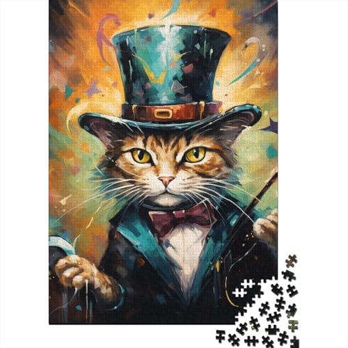 Puzzle 1000 Teile für Erwachsene, Magisches Tier, Katze, Puzzle, hochwertiges Holzpuzzle, Freizeitspielzeug, Lernspiel, Heimdekoration, Kunst, 1000 Stück (75 x 50 cm) von BaoFFF