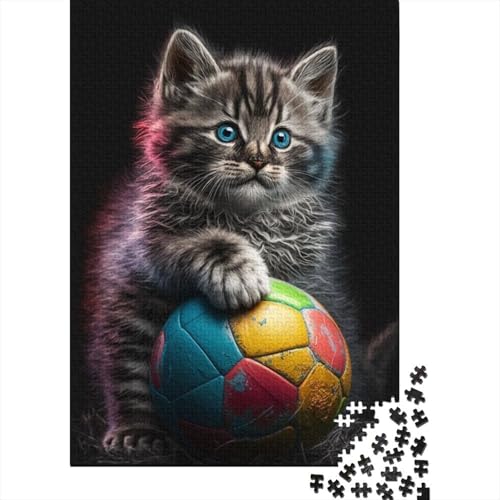 Puzzle 1000 Teile für Erwachsene, Tierkunst, Katzen-Puzzle, hochwertiges Holzpuzzle, Freizeitspielzeug, Lernspiel, Heimdekoration, Kunst, 1000 Stück (75 x 50 cm) von BaoFFF