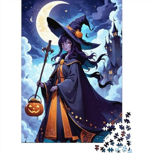 Puzzle 300 Teile, Halloween-Hexe, Puzzle für Erwachsene, kreative Holzpuzzles, Herausforderung, schwieriges Spiel, Teenager, 300 Teile (40 x 28 cm) von BaoFFF