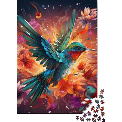 Puzzle 300 Teile, Psychedelischer Kolibri, Puzzle für Jungen und Mädchen, Schwierigkeitsgrad: Puzzle, Lernspielzeug, Spiele für die Familie, 300 Teile (40 x 28 cm) von BaoFFF