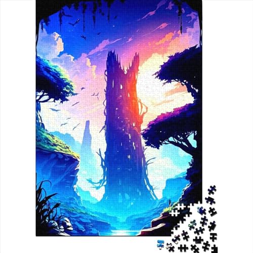 Puzzle 300 Teile für Erwachsene, Anime-Landschaft, 3 Puzzles für Erwachsene und Holzpuzzles, Denksportaufgaben für Erwachsene, 300 Teile (40 x 28 cm) von BaoFFF