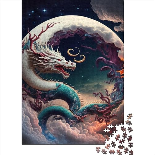 Puzzle 300 Teile für Erwachsene, quadratisches Puzzle „Brave Dragon“ für Erwachsene, Holzpuzzle, Erwachsene und 300 Teile (40 x 28 cm) von BaoFFF