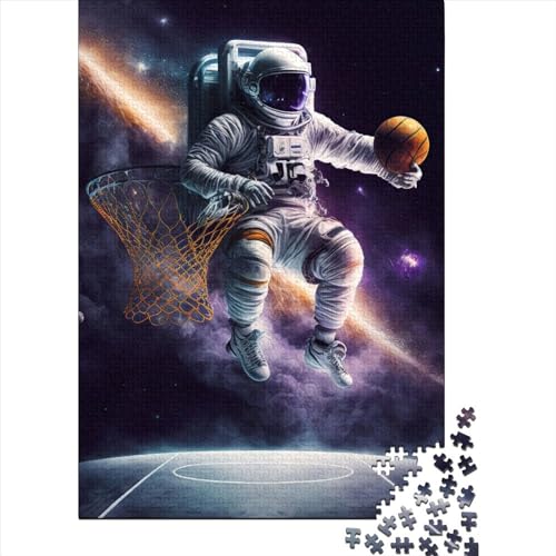 Puzzle 500 Teile Astronauten-Basketball-Weltraum-Quadrat-Puzzles für Erwachsene, Holzpuzzles Herausforderndes Spiel Puzzles 500 Teile (52x38cm) von BaoFFF