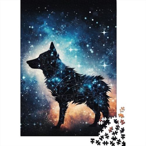 Puzzle 500 Teile Galaxy Wolf Puzzle für Erwachsene, Schwierigkeitspuzzle, Lernspiele, Spielzeug, Familiendekoration, 500 Stück (52 x 38 cm) von BaoFFF