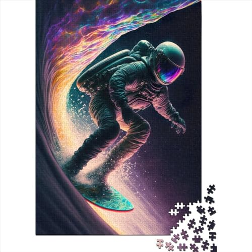 Puzzle 500 Teile für Erwachsene, Astronauten-Wellensurfer, kreative quadratische Puzzles für Erwachsene und Holzbrett-Puzzles, Heimdekoration, Puzzle-Spielzeug, 500 Teile (52 x 38 cm) von BaoFFF