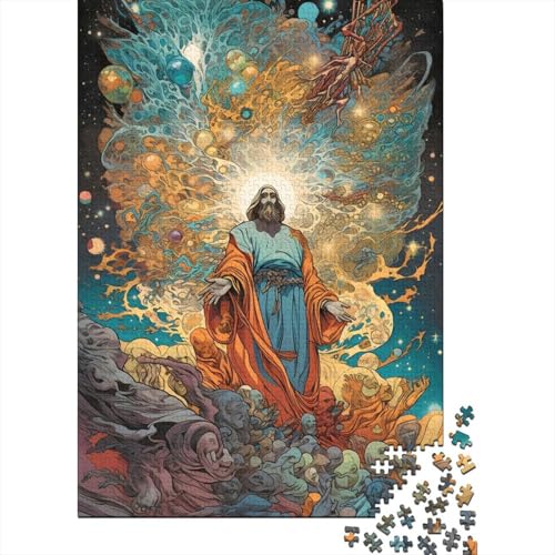 Puzzle 500 Teile für Erwachsene, Jesus Christus, quadratisches Puzzle für Erwachsene und Holzpuzzle, einzigartiges Puzzleteil, pädagogisches Spaßspiel, Spielzeug, 500 Teile (52 x 38 cm) von BaoFFF