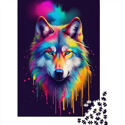 Puzzle für Erwachsene, 1000 Stück, Bunte Wolfsköpfe, Puzzle, Puzzles für Erwachsene, Lernspiel, Herausforderungsspielzeug, 1000 Teile (75 x 50 cm) von BaoFFF