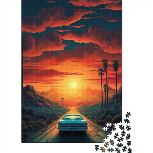 Puzzle für Erwachsene, 1000 Teile, Autofahren unter Sonnenuntergang, Holzpuzzle für Erwachsene und Teenager, Heimdekoration, Puzzlespielzeug, 1000 Teile (75 x 50 cm) von BaoFFF