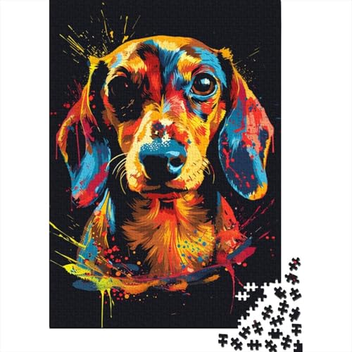 Puzzle für Erwachsene, 1000 Teile, Dackel, Hundekunst, Holzpuzzle für Erwachsene und Teenager, Heimdekoration, Puzzlespielzeug, 1000 Teile (75 x 50 cm) von BaoFFF