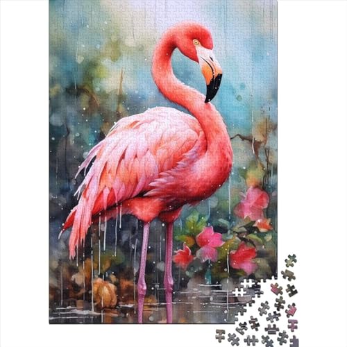 Puzzle für Erwachsene, 1000 Teile, Flamingo-Blumen, quadratische Puzzles für Erwachsene und Holzbrett-Puzzles, Lernspiel, Herausforderungsspielzeug, 1000 Teile (75 x 50 cm) von BaoFFF