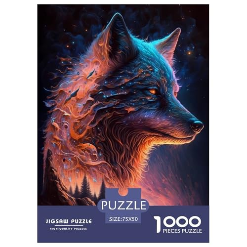 Puzzle für Erwachsene, 1000 Teile, Tierkunst, Wolf, Holzpuzzle für Erwachsene, Puzzle, Denksportaufgabe, 1000 Teile (75 x 50 cm) von BaoFFF