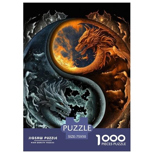 Puzzle für Erwachsene, 1000 Teile, Yin-Yang-Kunst, Holzpuzzle, Lernspielzeug aus Holz, 1000 Teile (75 x 50 cm) von BaoFFF