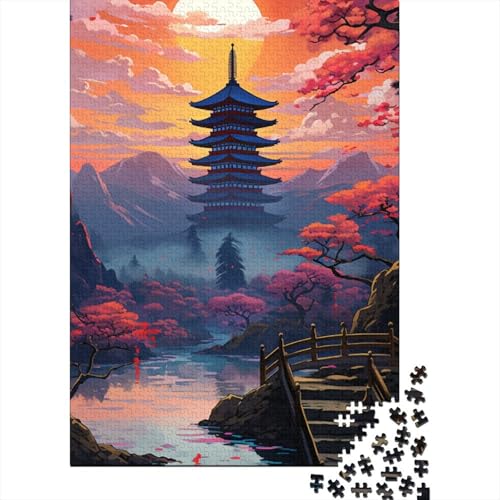 Puzzle für Erwachsene, 1000 japanische Tempel, Puzzle für Erwachsene, Lernspiel, Herausforderungsspielzeug, 1000 Teile (75 x 50 cm) von BaoFFF