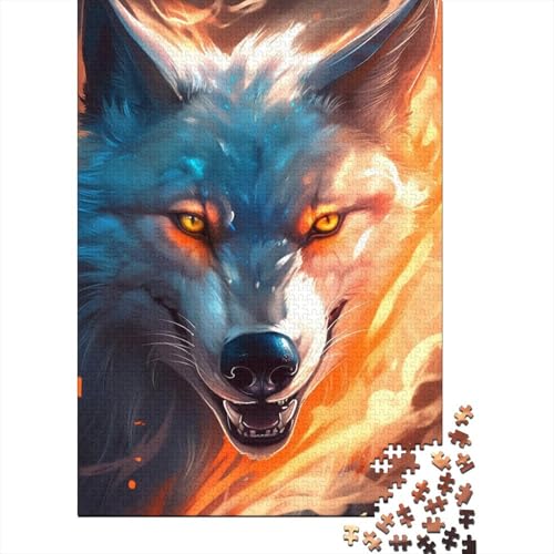 Puzzle für Erwachsene, 300 Stück, farbenfrohes Feuerwolf-Puzzle, Puzzle für Erwachsene, Lernspiel, Herausforderungsspielzeug, 300 Teile (40 x 28 cm) von BaoFFF