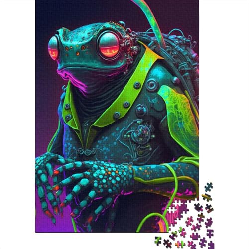 Puzzle für Erwachsene, 300 Teile, Neon-Cyber-Frosch, Puzzle für Erwachsene und Holzbrett-Puzzle, Spielzeug, Denkspiel, 300 Teile (40 x 28 cm) von BaoFFF