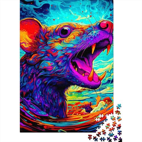 Puzzle für Erwachsene, 300 Teile, Ratte, Holzpuzzle für Erwachsene, nachhaltiges Puzzle für Erwachsene | Spiele, 300 Teile (40 x 28 cm) von BaoFFF