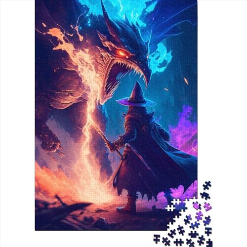 Puzzle für Erwachsene, 300 Teile, Zauberer- und Drachen-Puzzle für Erwachsene, Holzbrett-Puzzle, Familienunterhaltungsspielzeug, 300 Teile (40 x 28 cm) von BaoFFF