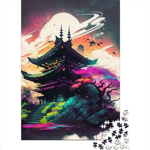 Puzzle für Erwachsene, 300 Teile, japanische Landschaft, Neon-Puzzles für Erwachsene und Holzbrett-Puzzles, Spielzeug, Denkspiel, 300 Teile (40 x 28 cm) von BaoFFF