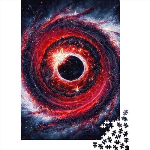 Puzzle für Erwachsene, 300 Teile, rotes Weltraumloch, Holzpuzzle für Erwachsene, nachhaltiges Puzzle für Erwachsene | Spiele, 300 Teile (40 x 28 cm) von BaoFFF