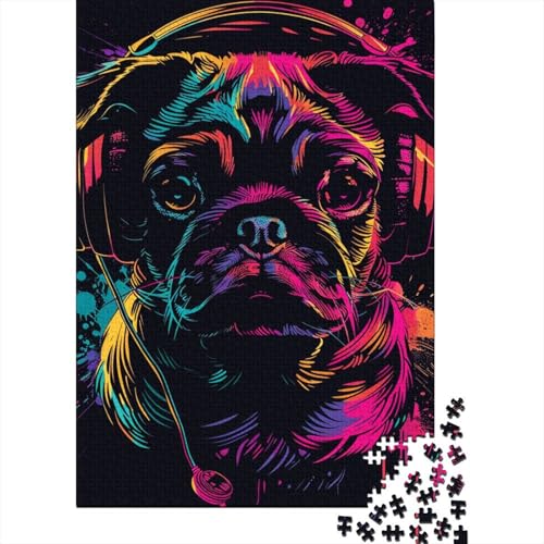 Puzzle für Erwachsene, 500 Stück, Mops-Hund, Kunst-Puzzle, Puzzle für Erwachsene, Lernspiel, Herausforderungsspielzeug, 500 Teile (52 x 38 cm) von BaoFFF