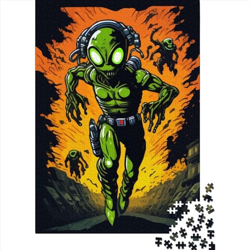 Puzzle für Erwachsene, 500 Teile, Alien-Zombie-Angriff, Puzzle für Erwachsene, Holzbrett-Puzzle, Familienunterhaltungsspielzeug, 500 Teile (52 x 38 cm) von BaoFFF