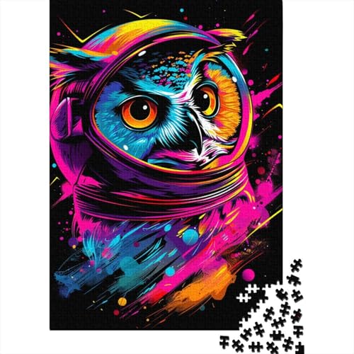 Puzzle für Erwachsene, 500 Teile, Neon-Astronauten-Eule, Holzpuzzle für Erwachsene, nachhaltige Puzzlespiele, 500 Stück (52 x 38 cm) von BaoFFF