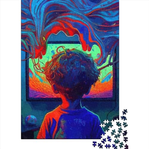 Puzzle für Erwachsene, 500 Teile, Psychedelischer Gaming-Junge, rechteckige Puzzles für Erwachsene und Holzbrett-Puzzles, Familiendekoration, 500 Teile (52 x 38 cm) von BaoFFF