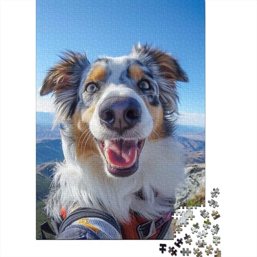 Puzzle für Erwachsene, Australian Shepherd, 300-teiliges Puzzle für Erwachsene, Holzpuzzle für Erwachsene und Heimdekoration, Puzzlespielzeug, 300 Teile (40 x 28 cm) von BaoFFF