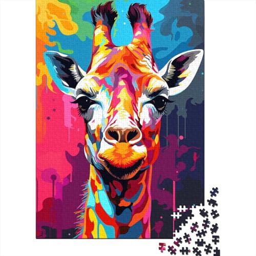 Puzzle für Erwachsene, Bunte Giraffe, Puzzle für Erwachsene, Lernspiel, Herausforderungsspielzeug, 500 Teile (52 x 38 cm) von BaoFFF