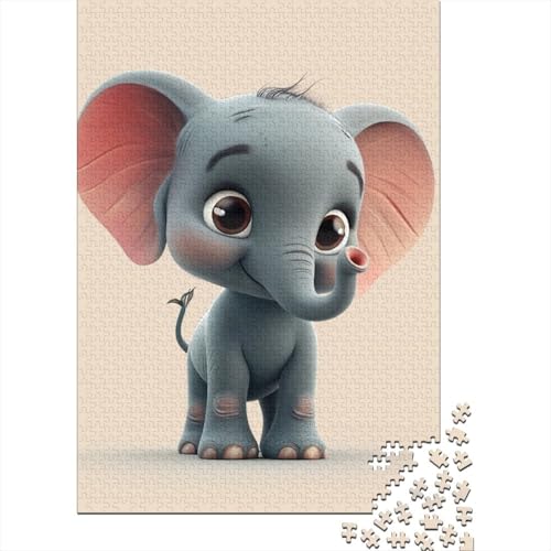 Puzzle für Erwachsene, Cartoon-Elefant, 1000-teiliges Puzzle, Holzpuzzle für Erwachsene und ab 18 Jahren, anspruchsvolles Spielpuzzle, 1000 Teile (75 x 50 cm) von BaoFFF