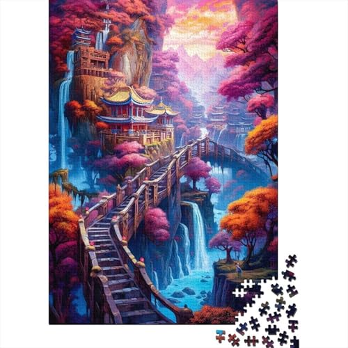 Puzzle für Erwachsene, Fantasy Village Cliff, 300-teiliges Puzzle, Holzpuzzle für Erwachsene und ab 18 Jahren, Lernpuzzle, Familienspiel, 300 Teile (40 x 28 cm) von BaoFFF